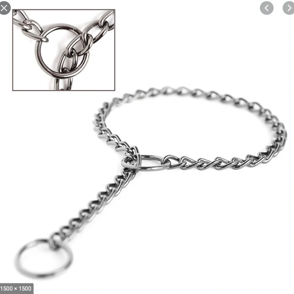Gun Metal Chain Slip Collar and Leash